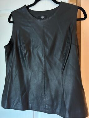 SAS Black Sleeveless Leather Shell Vest